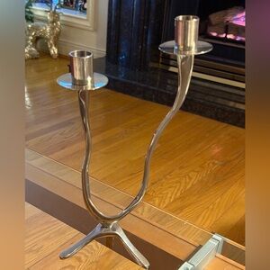 NEW 🆕 Silver Plated Modern Candle Holder